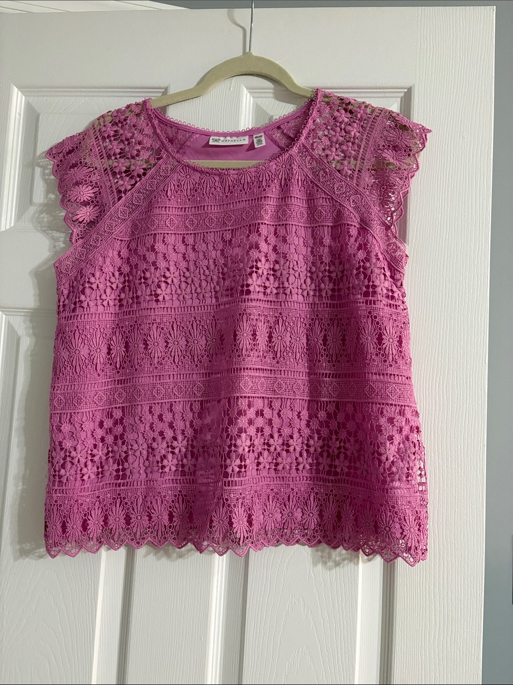 RAFAEL Pink Lace Crochet Sleeveless Tank Top